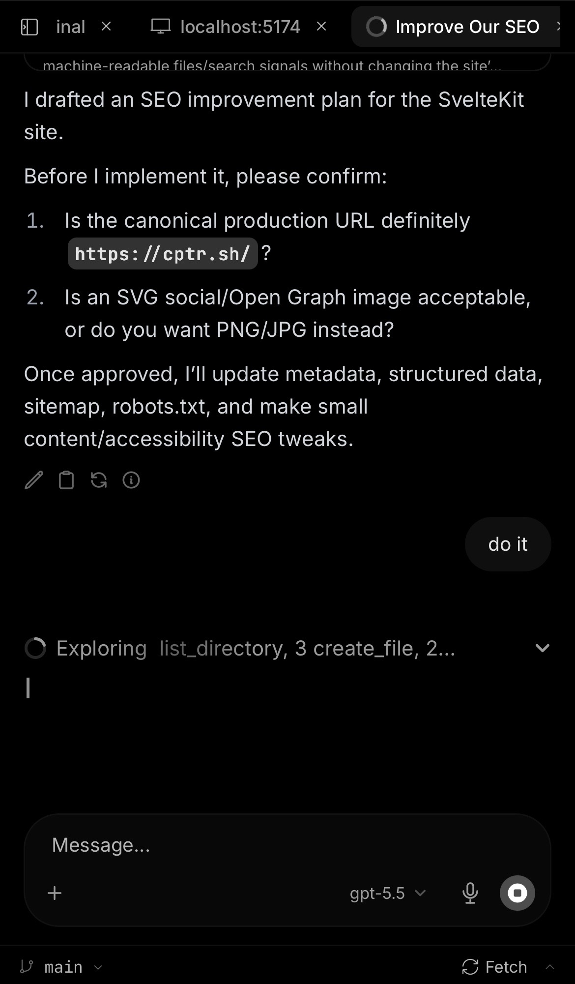 Screenshot of cptr on a phone